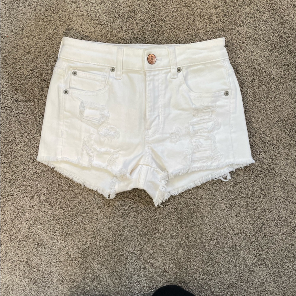 AE white jean shorts